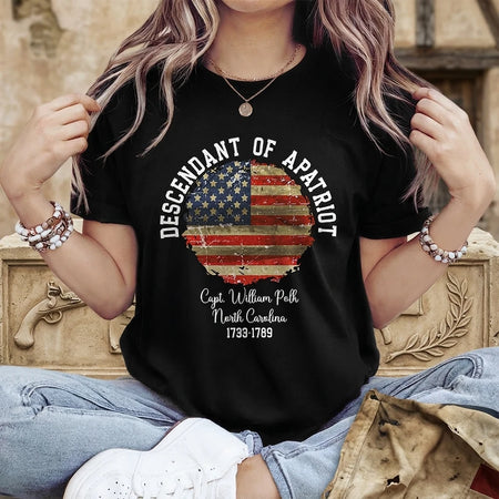 Custom Personalized Name Descendant T-shirt - design close up view