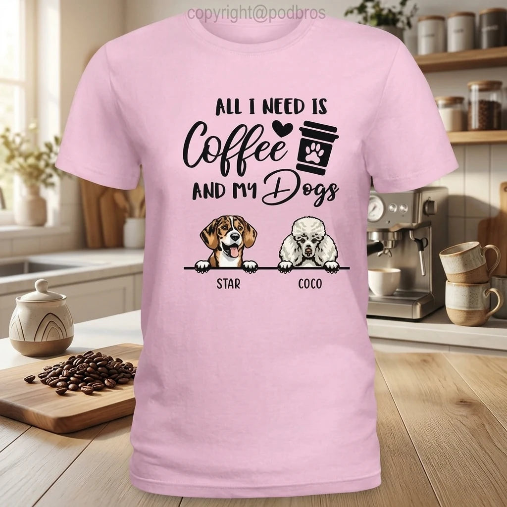 Custom Dog Coffee T-Shirt T-shirt - detail view of personalized print