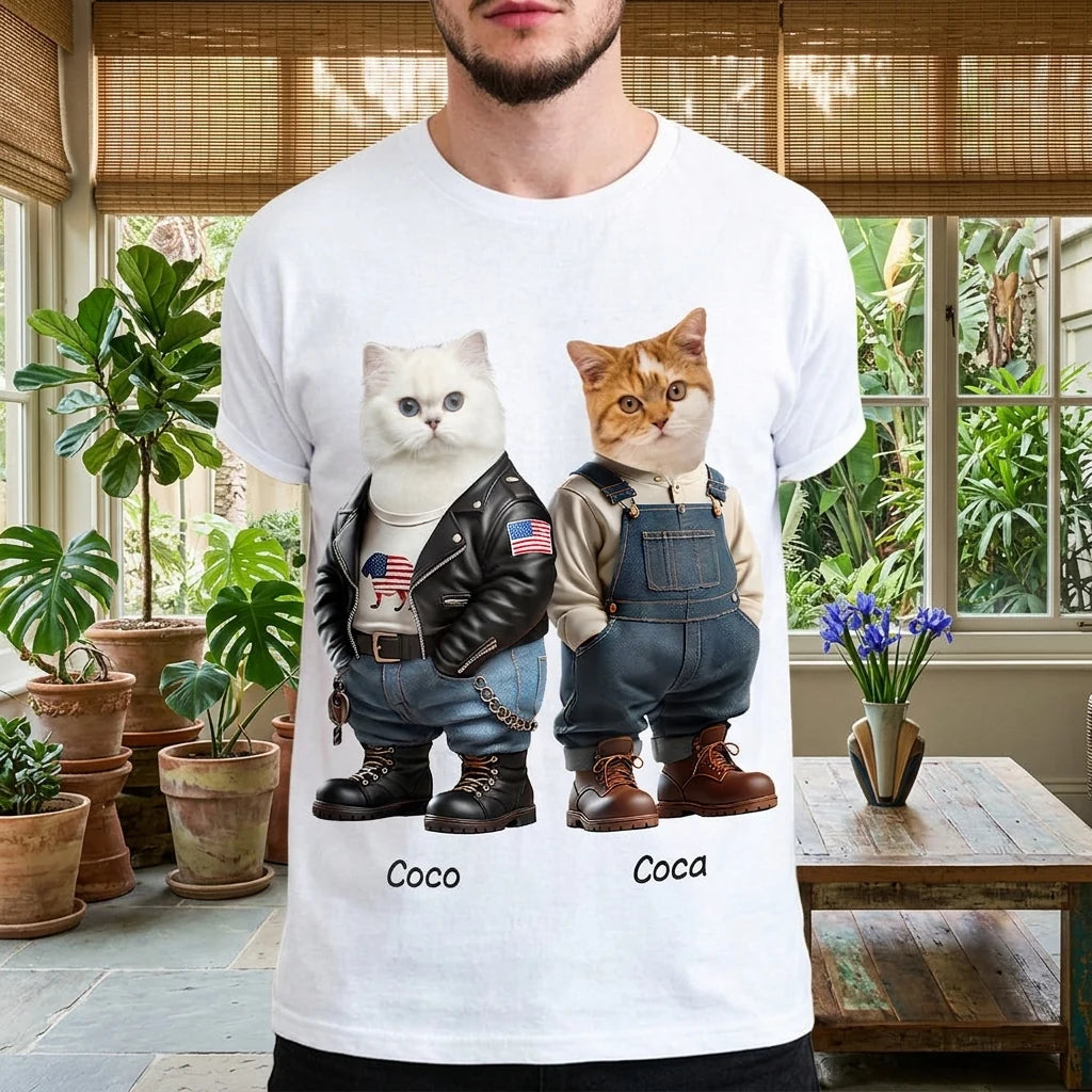 Custom Cool Dog Cat T-Shirt - detail view of personalized print