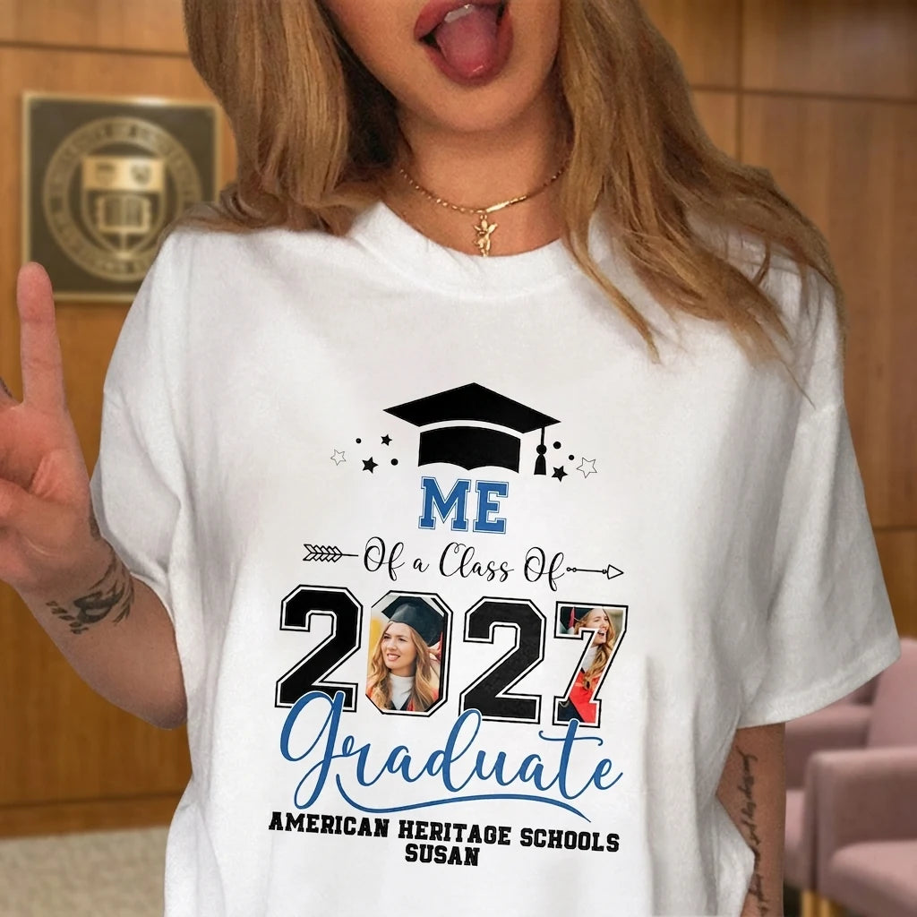 Custom Family Class Graduation T-shirt - detail view of personalized print