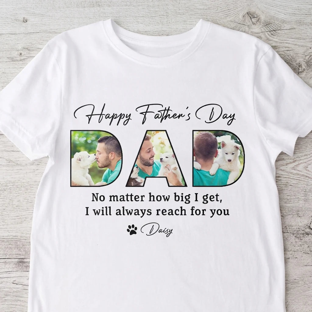 Custom Happy Fathers Day T-shirt - detail view of personalized print
