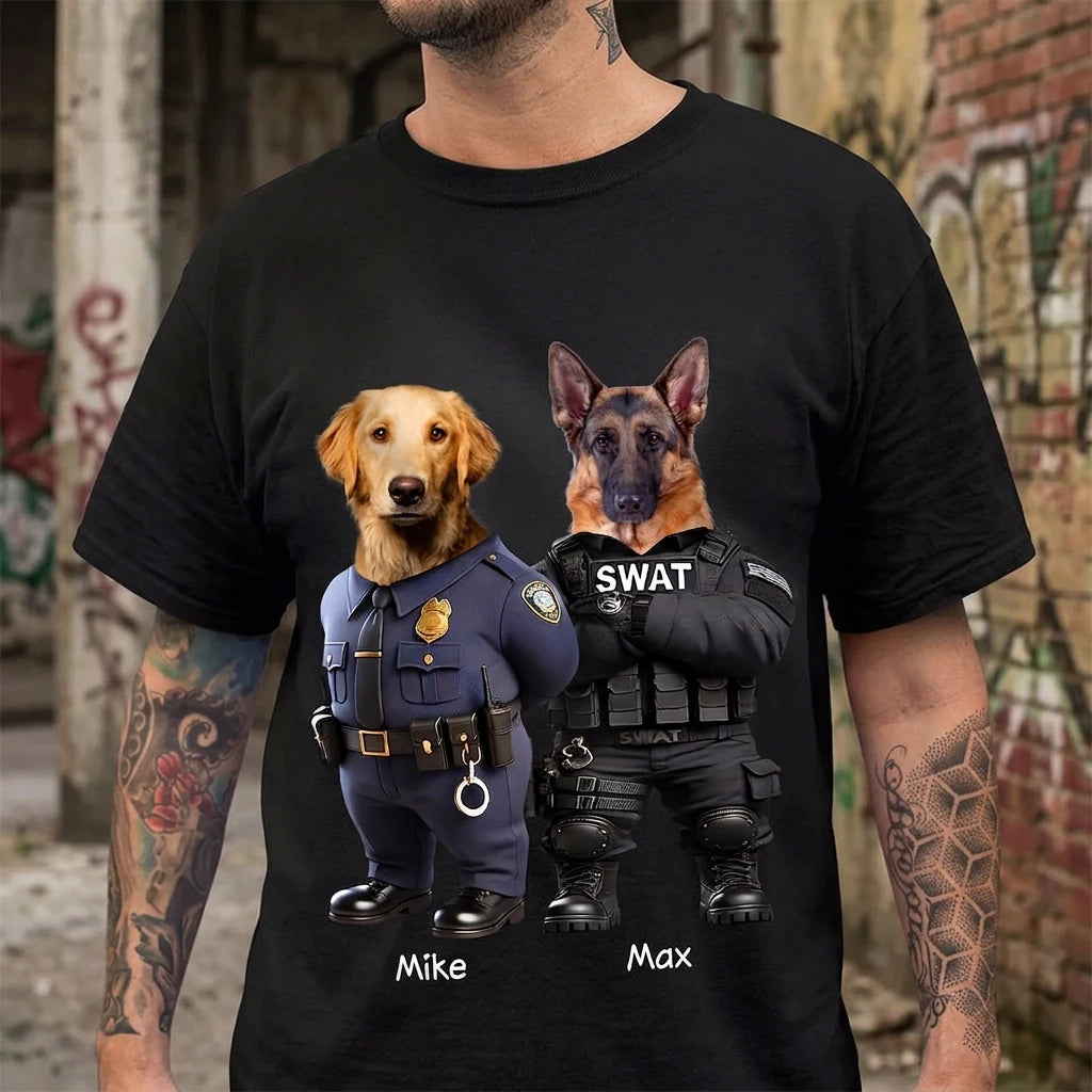 Custom Cool Dog Cat T-Shirt - detail view of personalized print