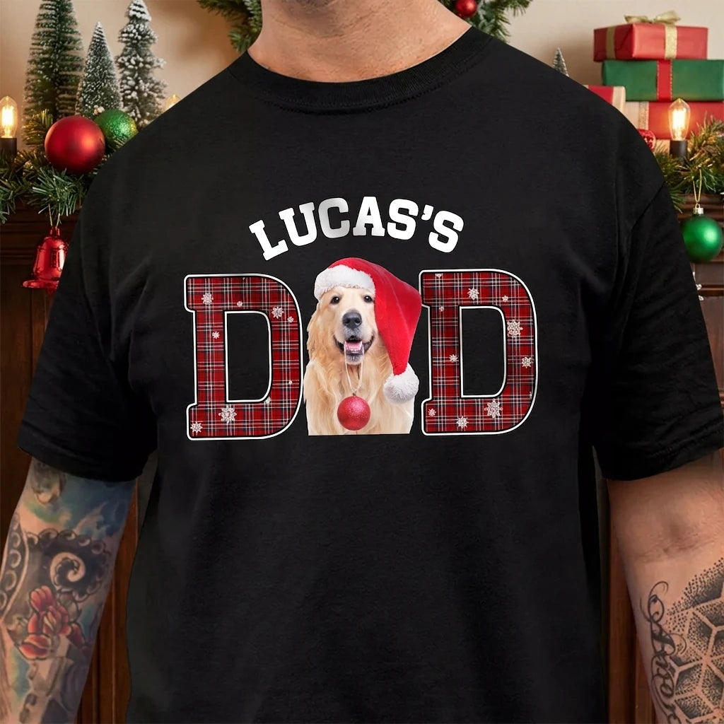 Custom Dog Cat Dad T-shirt - detail view of personalized print