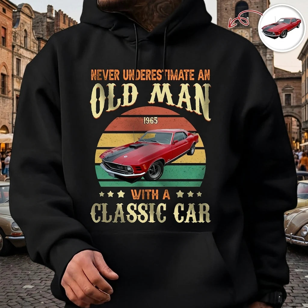 Custom Car Never Underestimate T-Shirt - detail view of personalized print