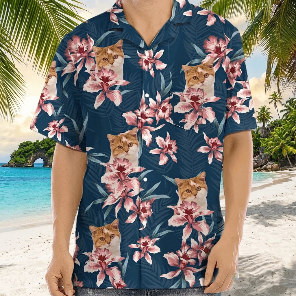 Custom Cat Lily Flowers Hawaiian Shirt - product care and notice