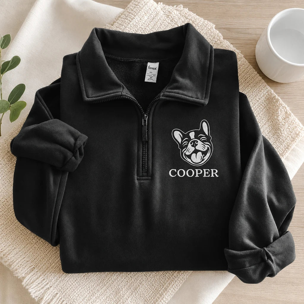 Custom Dog Cat Face Sweatshirt - detail view of personalized print