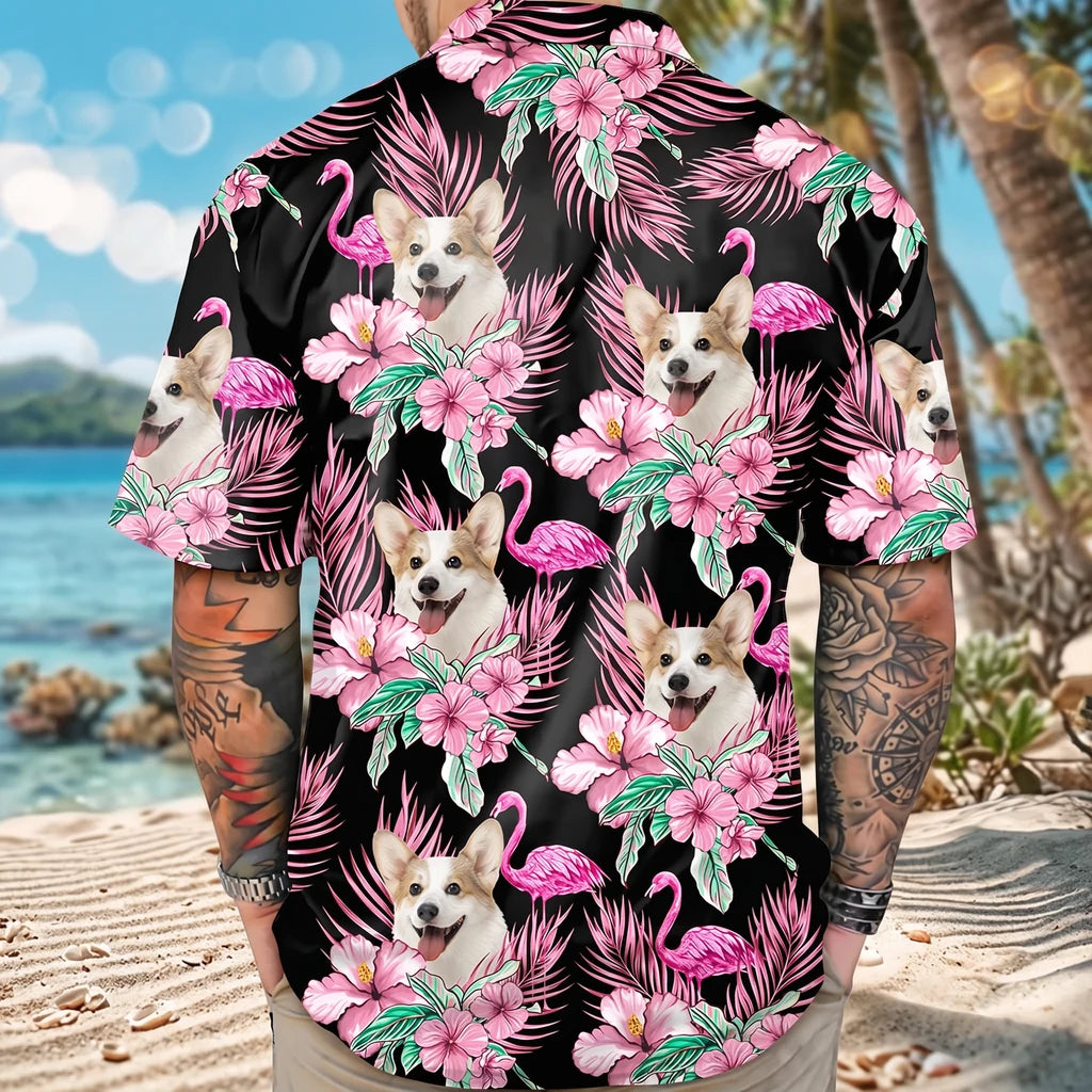 Custom Funny Photo Dog Hawaiian Shirt - white background product photo