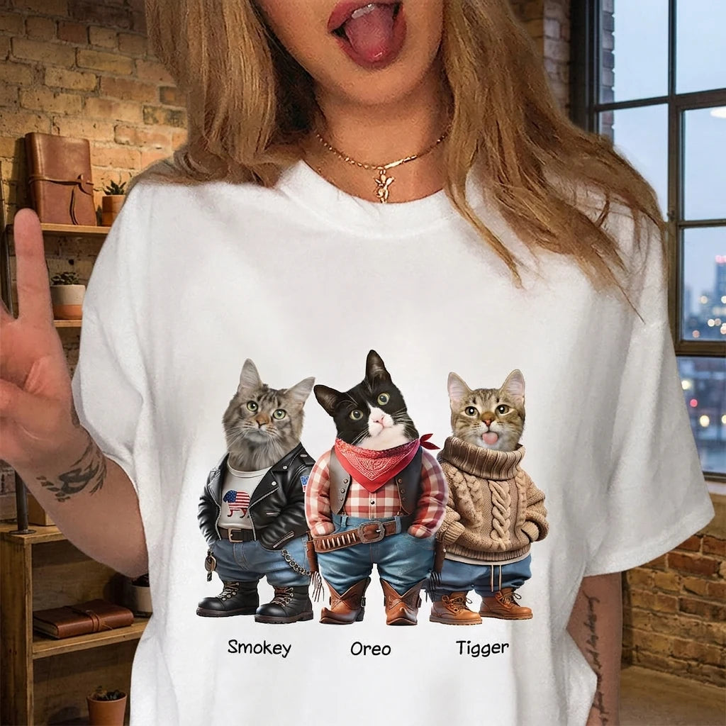 Custom Cool Dog Cat T-Shirt - design close up view
