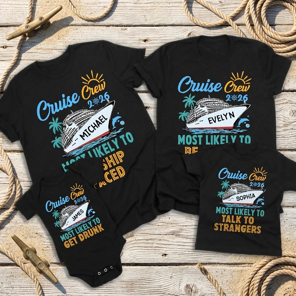 Custom Name Cruise Crew T-shirt - product care and notice