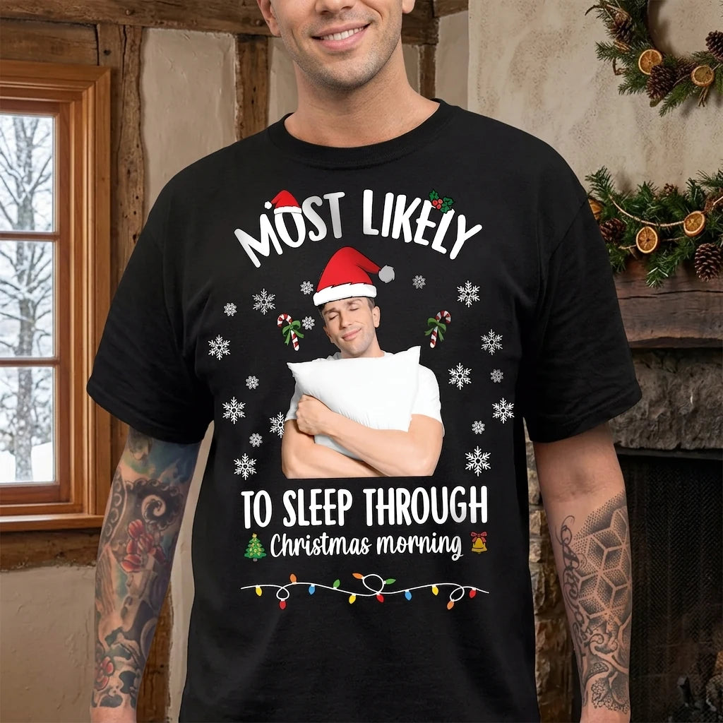 Custom Santa Christmas Matching T-shirt - main product view with custom photo design