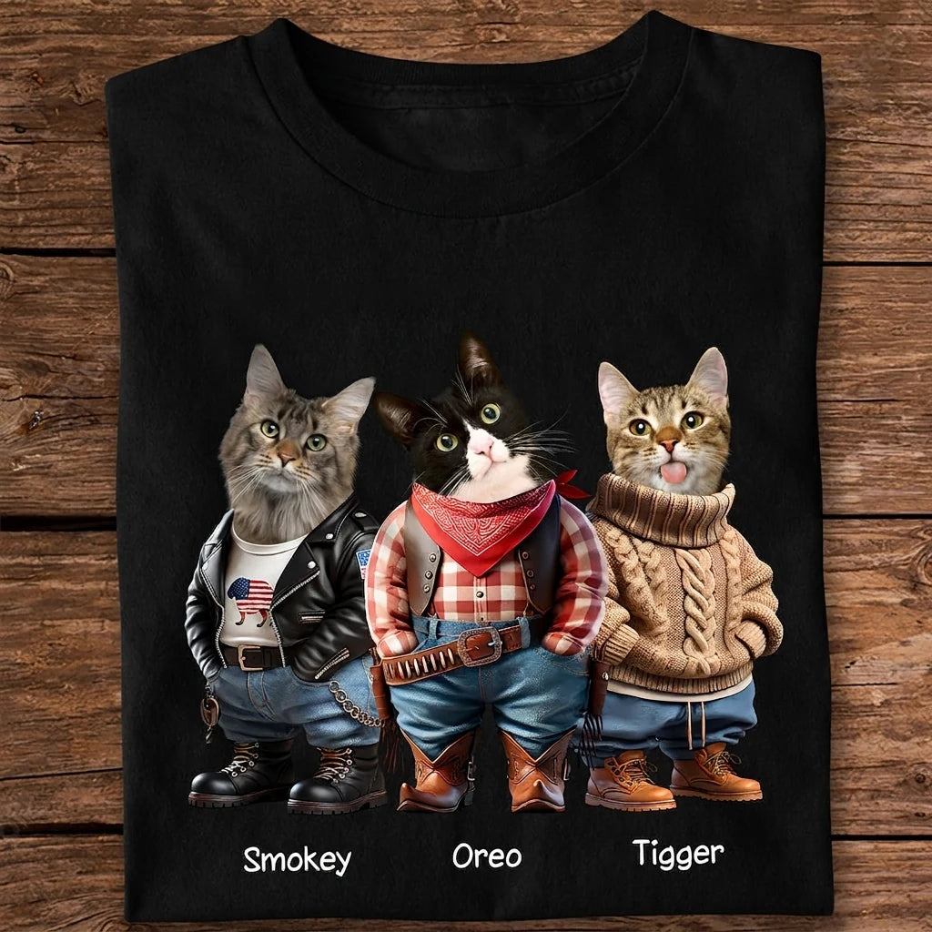 Custom Cool Dog Cat T-Shirt - fabric material detail