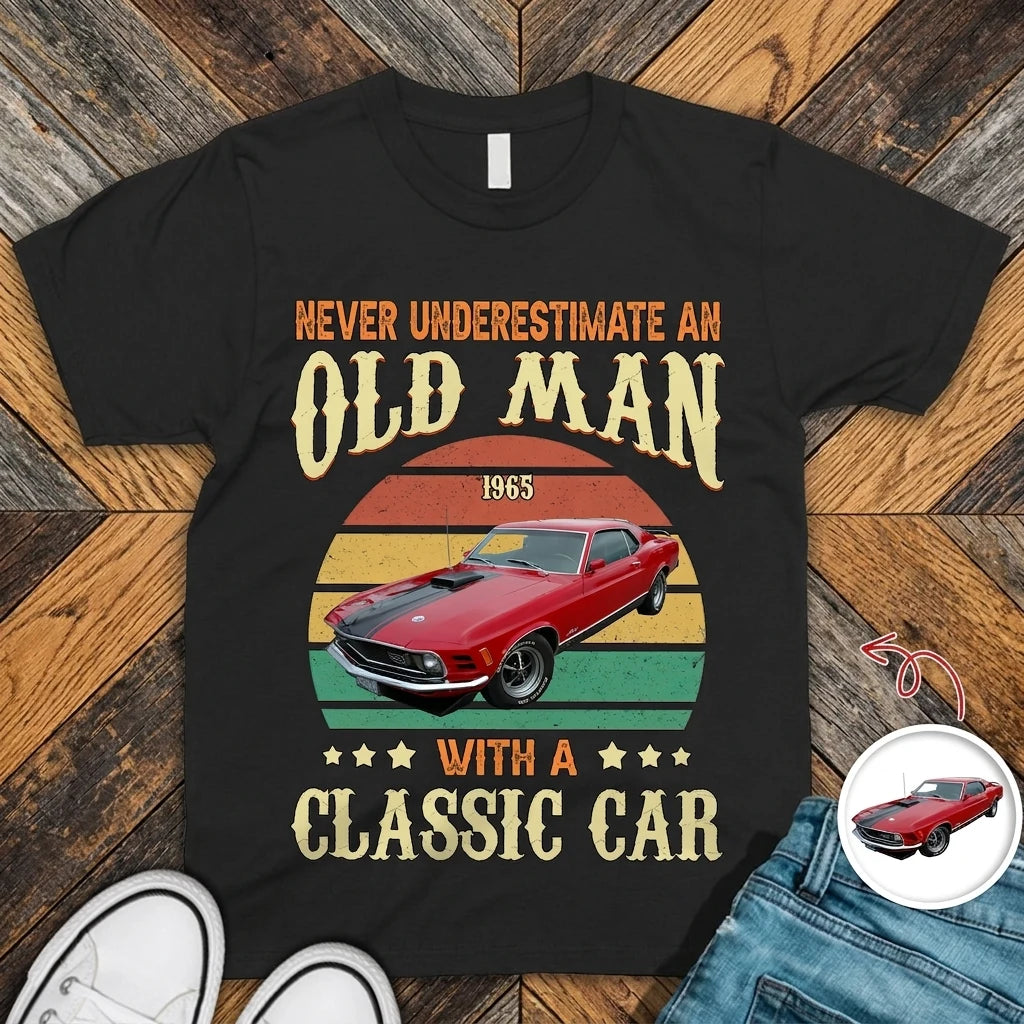 Custom Car Never Underestimate T-Shirt - fabric material detail