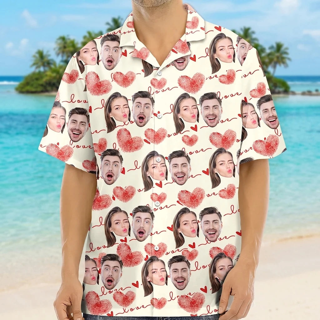 Custom Couple Heart Pattern Hawaiian Shirt - product care and notice