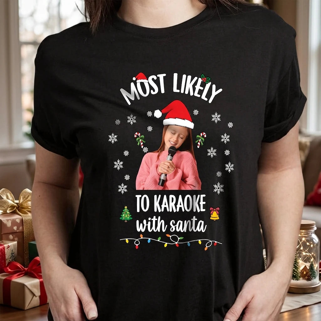 Custom Nth Santa Christmas T-shirt - detail view of personalized print
