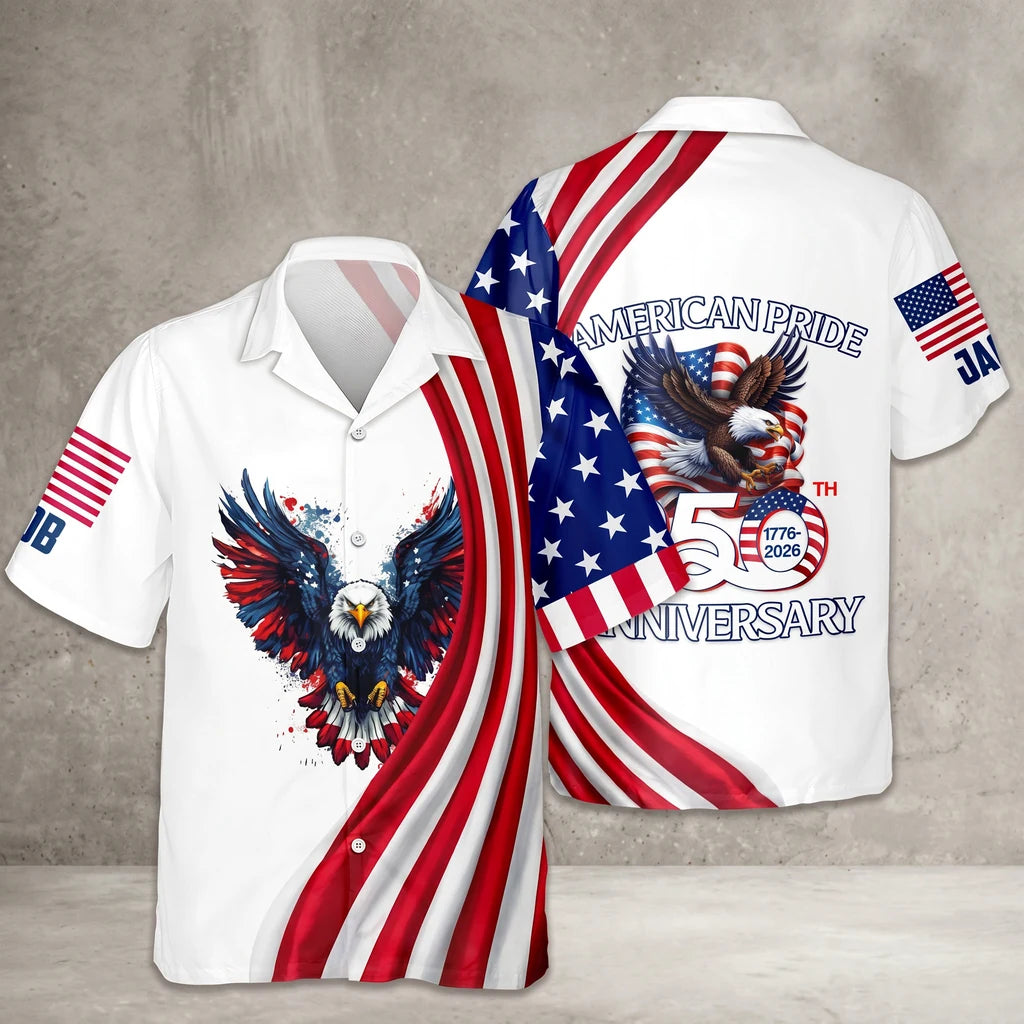 Custom Name American Pride Hawaiian Shirt - product care and notice