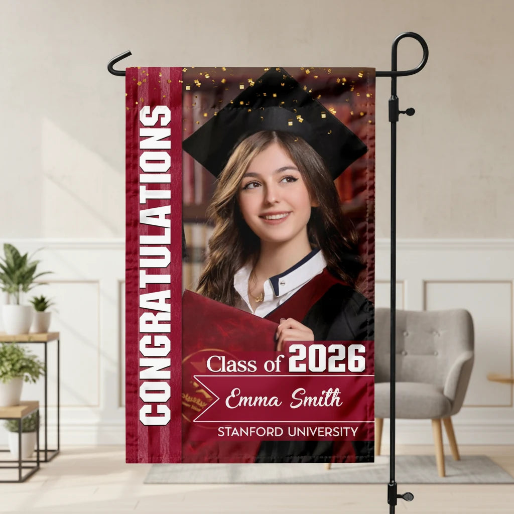 Custom Congratulations Class 2026 Garden Flag - product care and notice