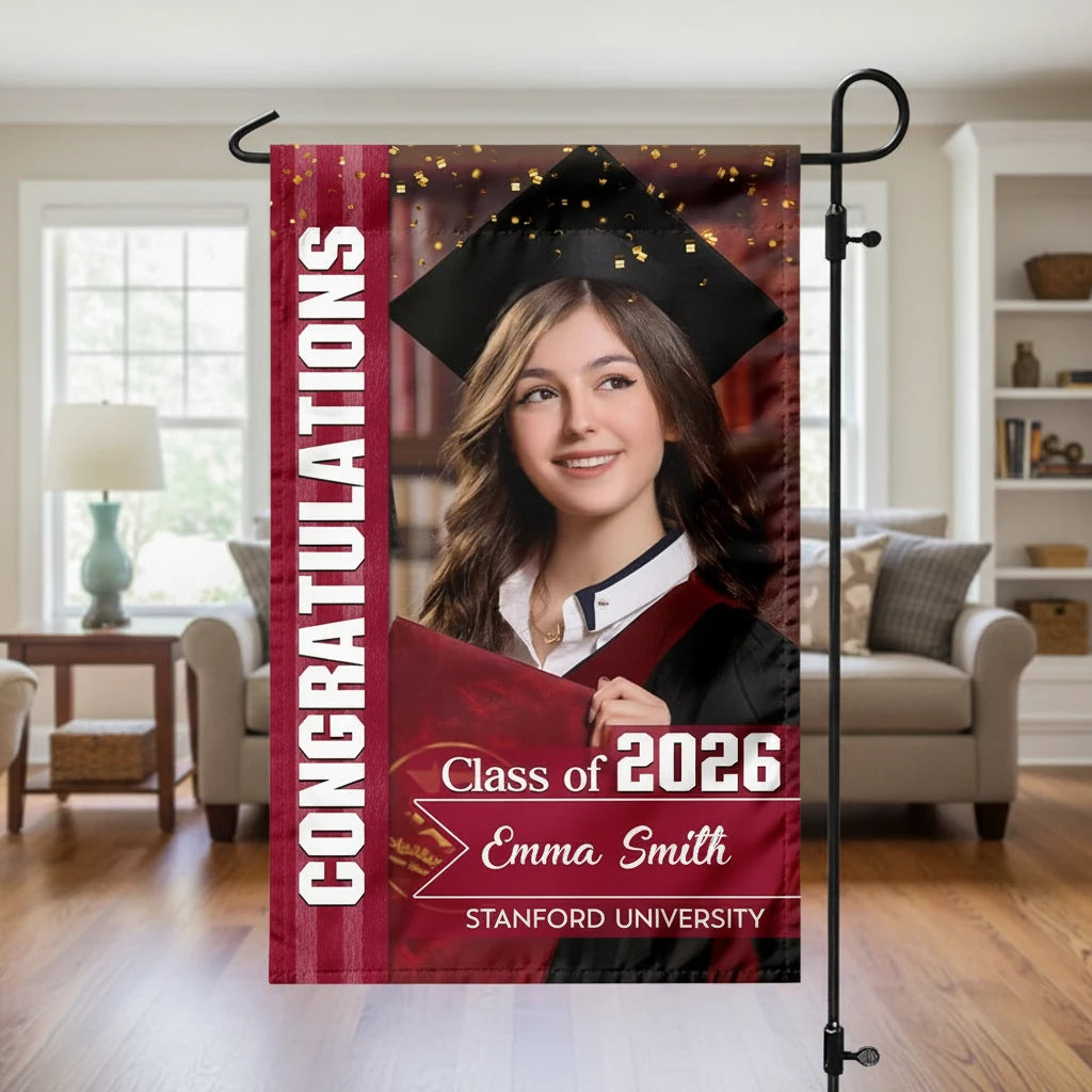 Custom Congratulations Class 2026 Garden Flag - product care and notice