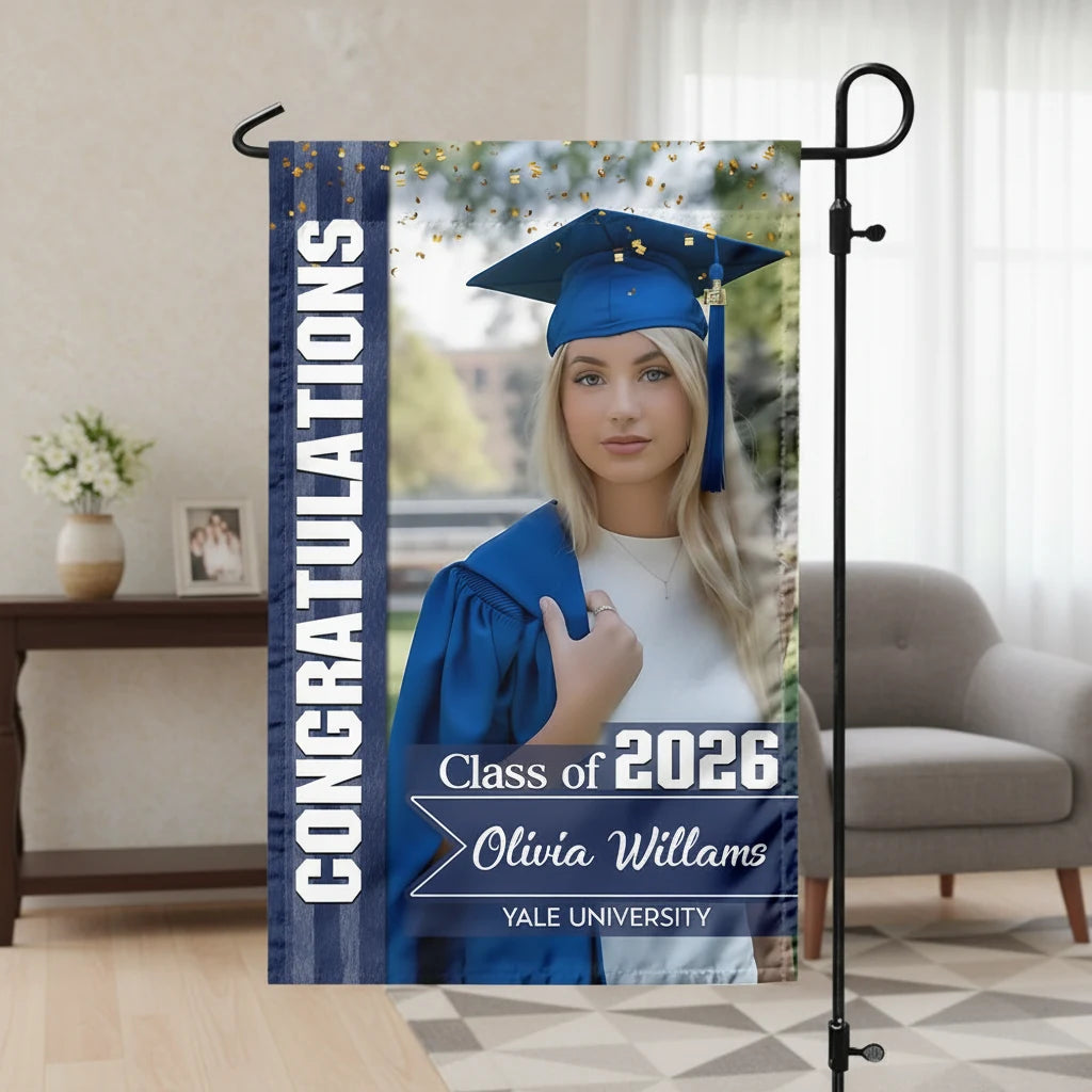 Custom Congratulations Class 2026 Garden Flag - product care and notice