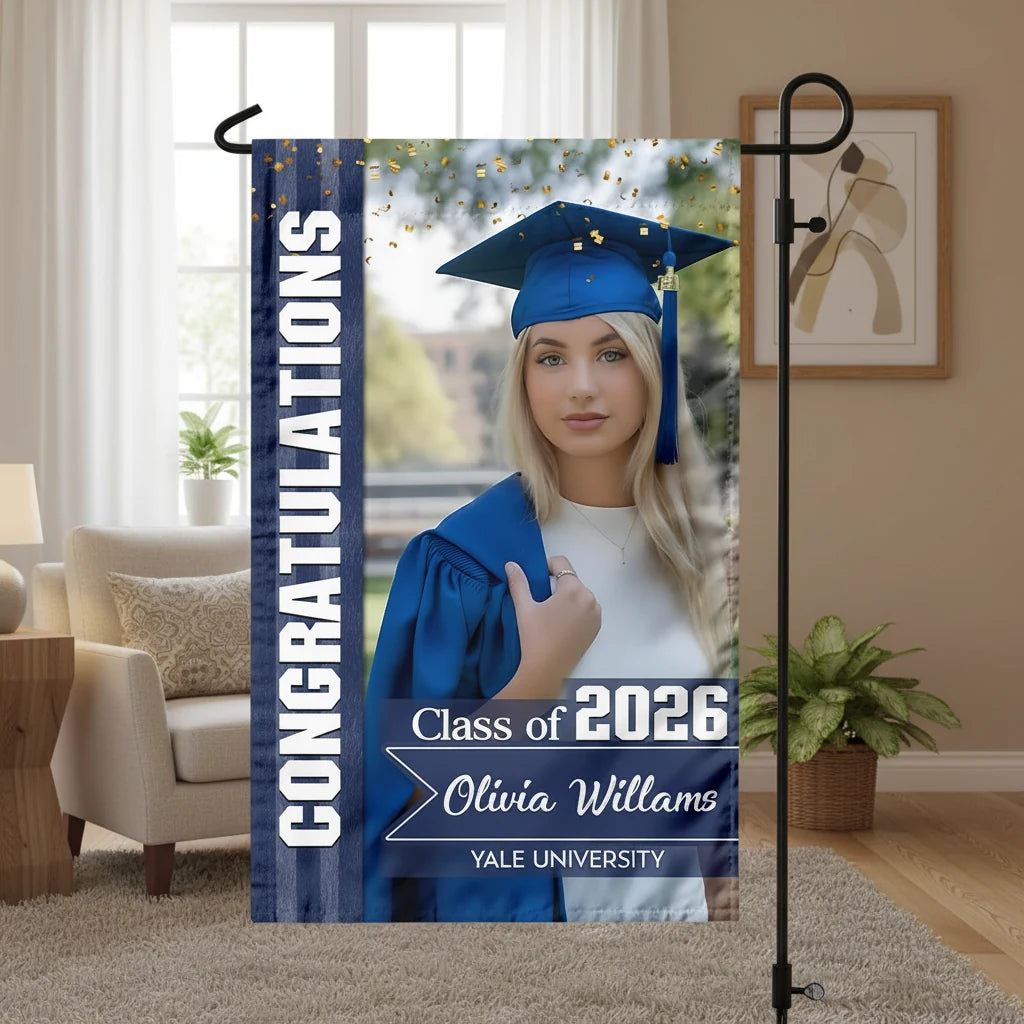 Custom Congratulations Class 2026 Garden Flag - product care and notice
