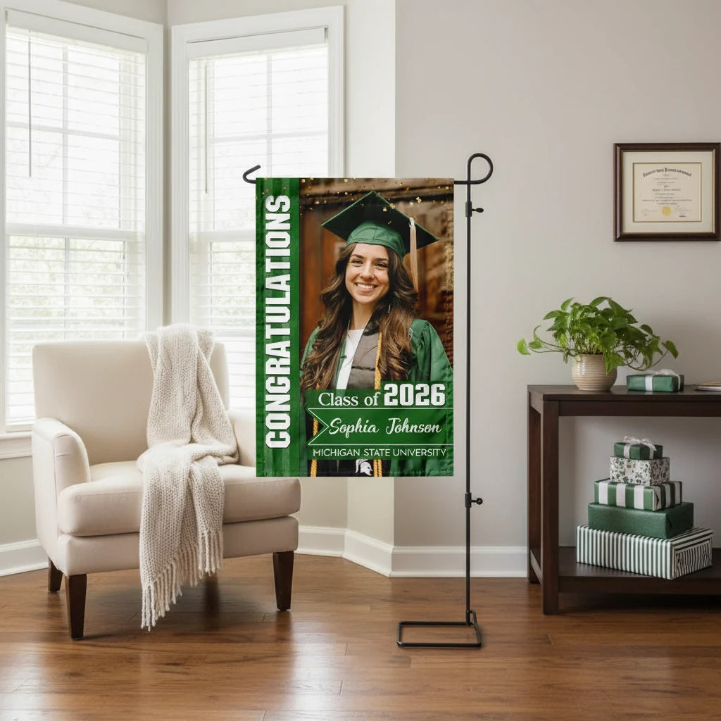 Custom Congratulations Class 2026 Garden Flag - product care and notice
