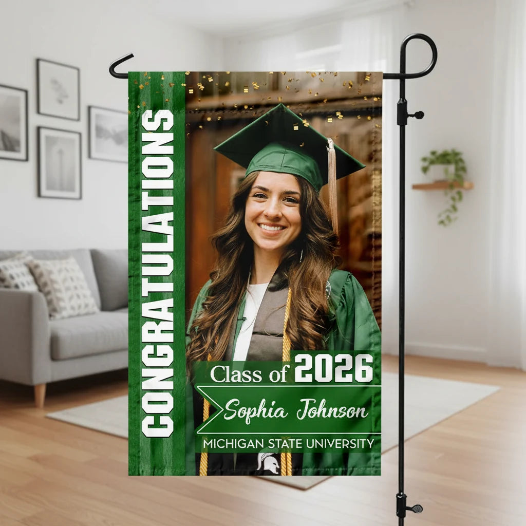 Custom Congratulations Class 2026 Garden Flag - product care and notice