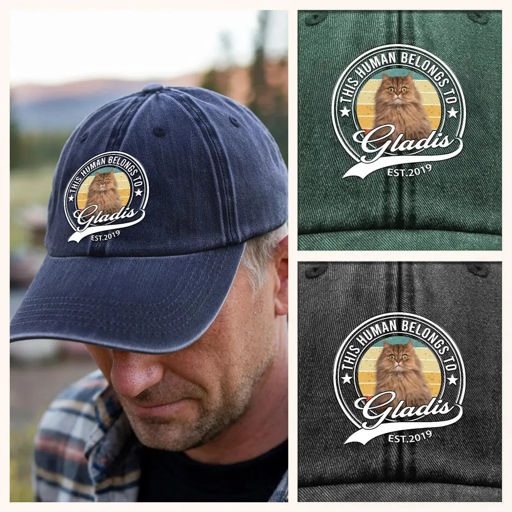 Custom Photo Human Belongs Baseball Cap - white background product photo