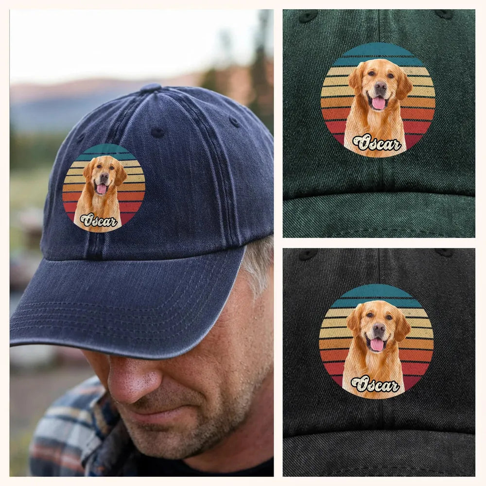 Custom Dog Cat Photo Baseball Cap - design close up view
