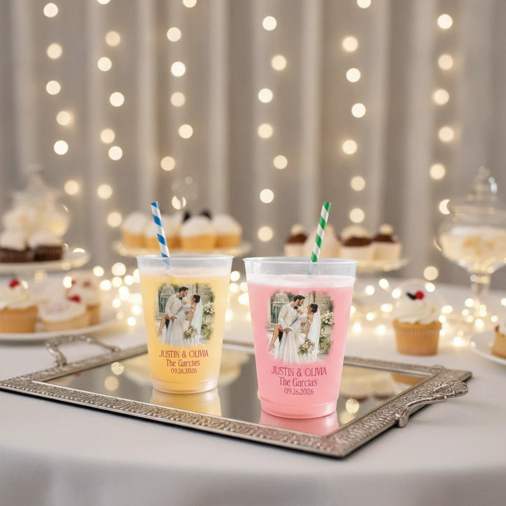 Custom Photo Watercolor Couples cup - detail view of personalized print