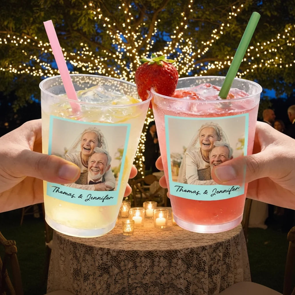 Custom Photo Vintage Couples Wedding Personalized Frosted Cups product on white background