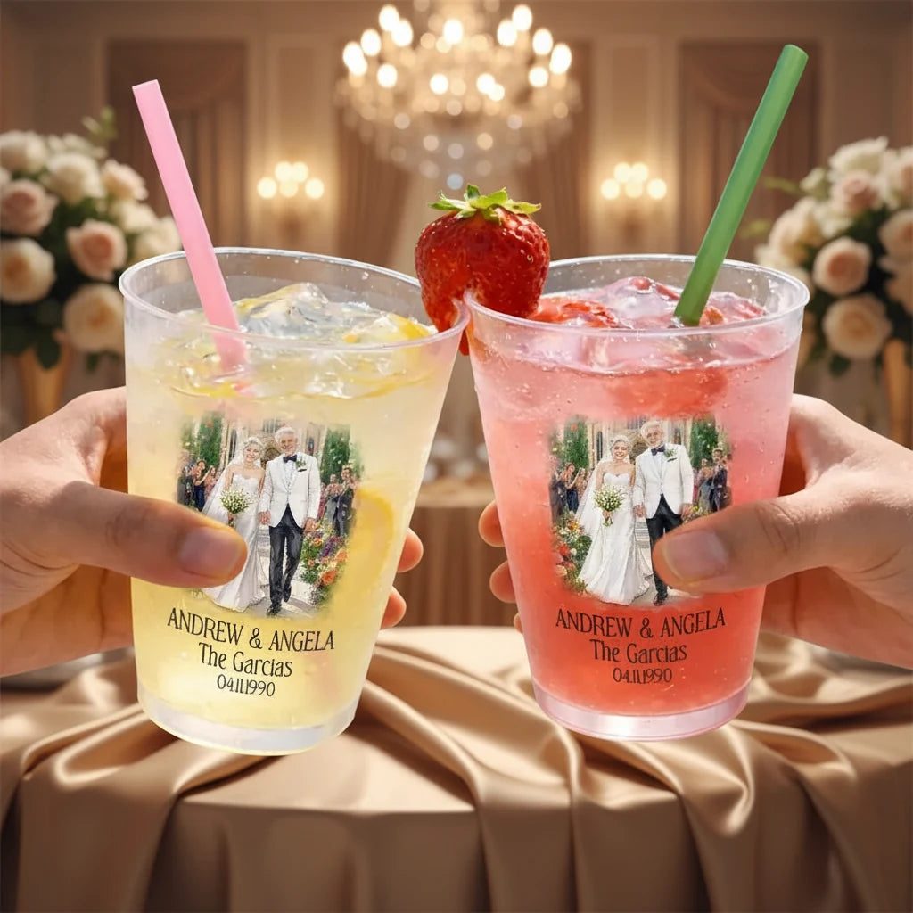 Custom Photo Watercolor Couples cup - white background product photo