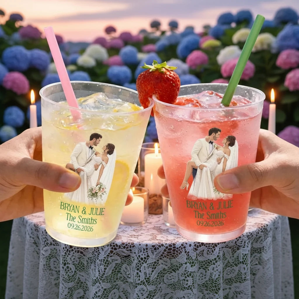 Custom Photo Portrait Couples Wedding Party Personalized Frosted Cups size chart
