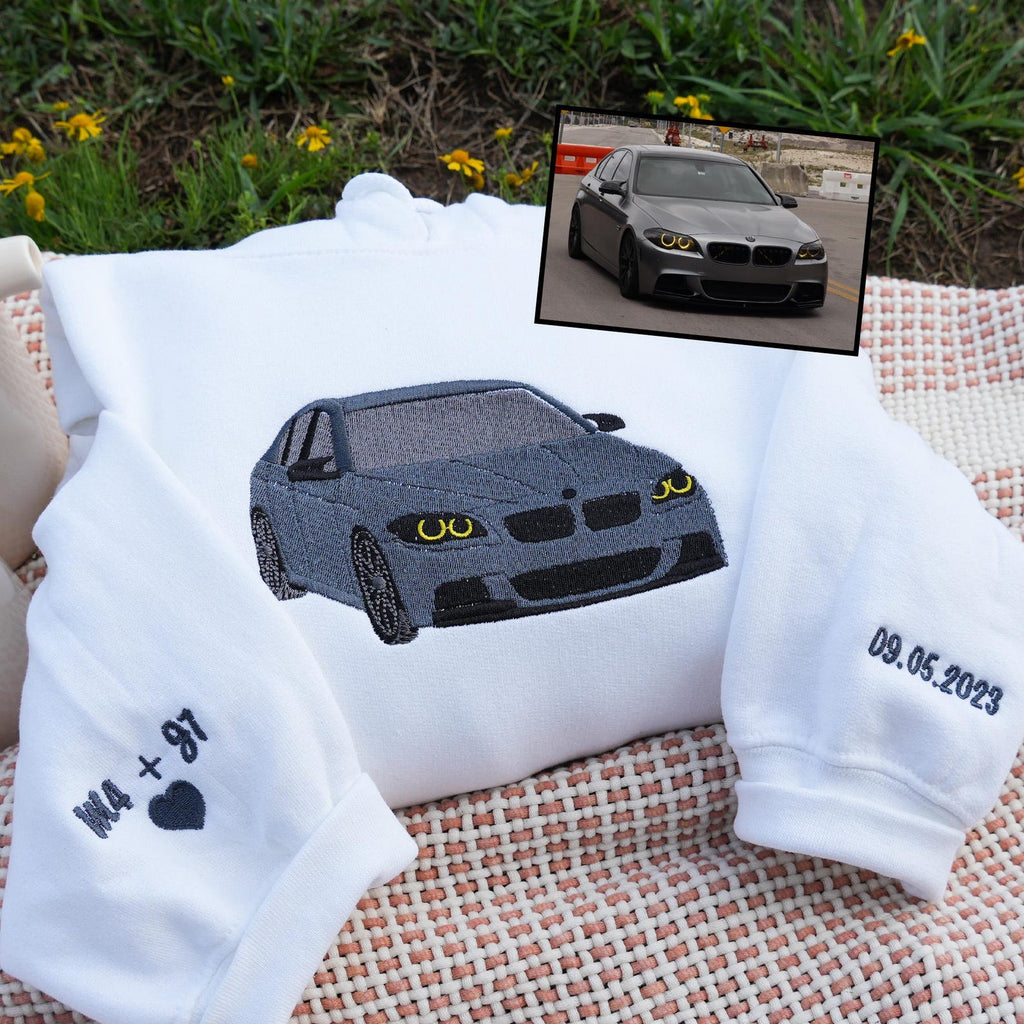 Custom Embroidered Car Hoodie, Sweatshirt - fabric material detail