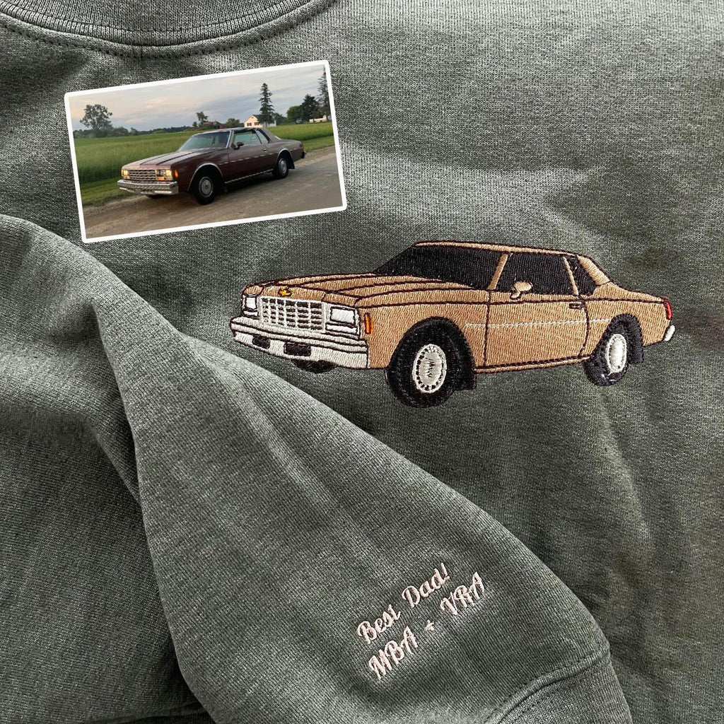 Custom Embroidered Car Hoodie, Sweatshirt - main product view with custom photo design