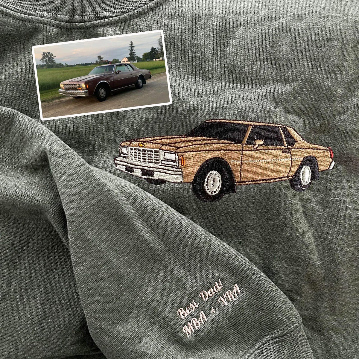 Custom Embroidered Car Hoodie, Sweatshirt - main product view with custom photo design