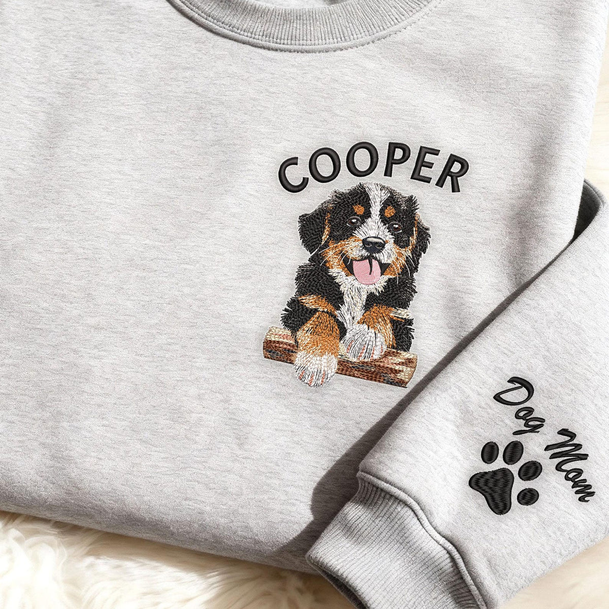 Custom Embroidered Sweatshirt Pet Sweatshirt - detail view of personalized print
