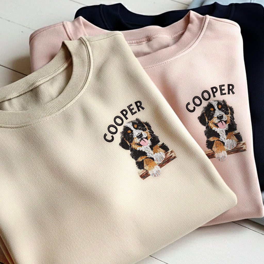 Custom Embroidered Sweatshirt Pet Sweatshirt - white background product photo