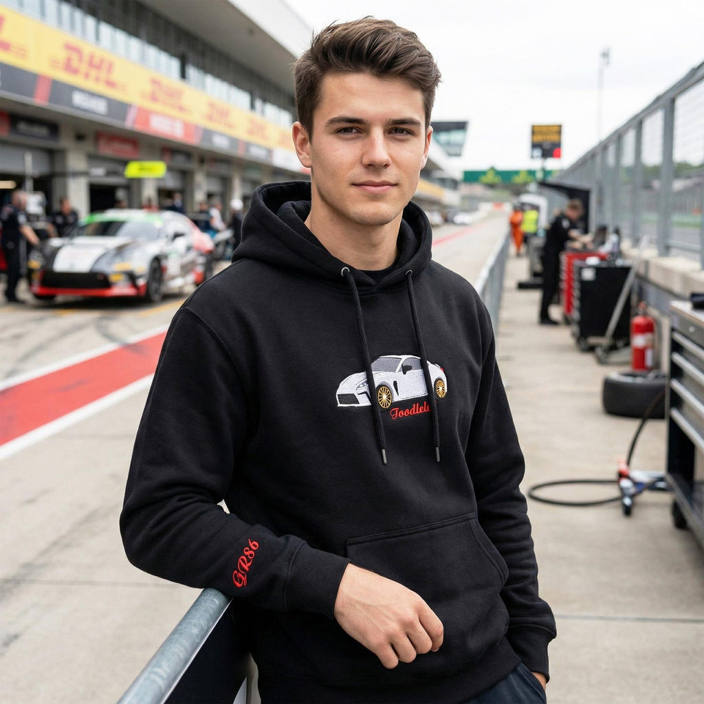 Custom Embroidered Car Hoodie, Sweatshirt - design close up view