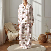 Custom Photo Upload Pajamas with Pink Stripes PA01