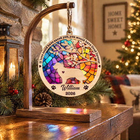 Custom Personalized Suncatcher Ornament with Dog & Tree of Life F6755