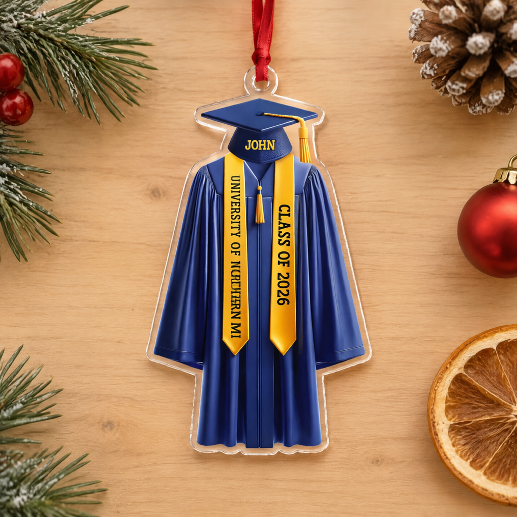 Custom Personalized Acrylic Ornament with Graduation Gown & Cap 9ZBJF