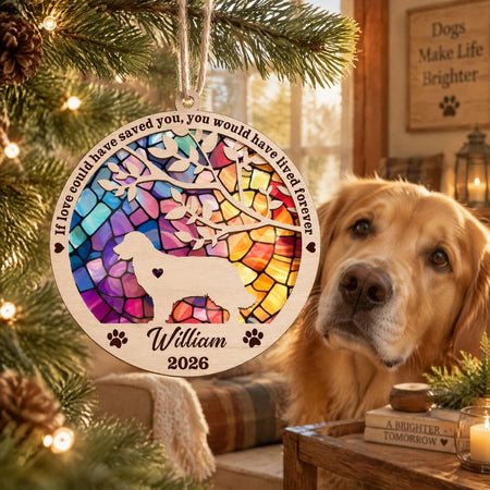 Custom Personalized Suncatcher Ornament with Dog & Tree of Life F6755