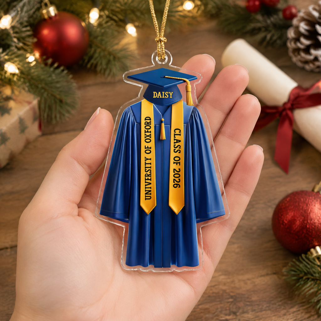 Custom Personalized Acrylic Ornament with Graduation Gown & Cap 9ZBJF