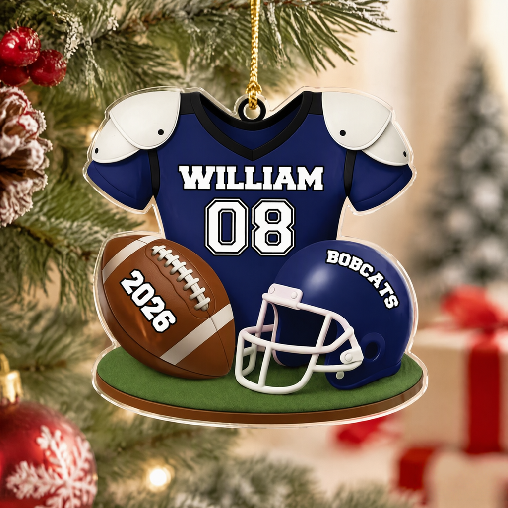 Custom Personalized Acrylic Ornament with Football Jersey & Helmet MA9YK