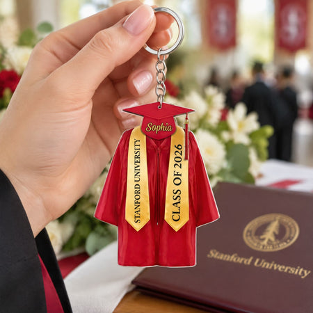 Custom Personalized Acrylic Ornament with Graduation Cap & Gown RI6SU