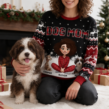 Dog Mom Christmas Pattern Ugly Sweater Christmas Gift T5SMU
