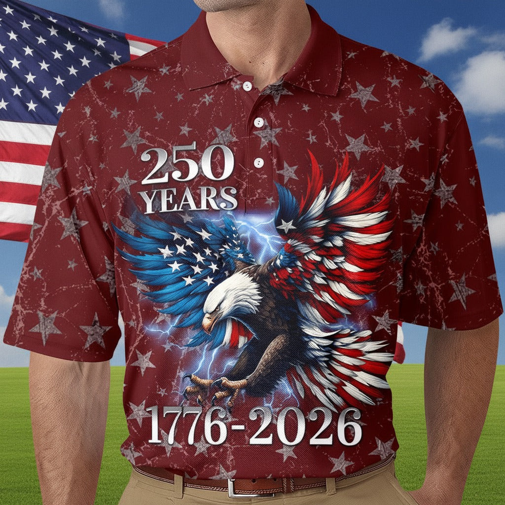 Personalized 250th Anniversary Eagle Patriotic Polo 4TNPZ