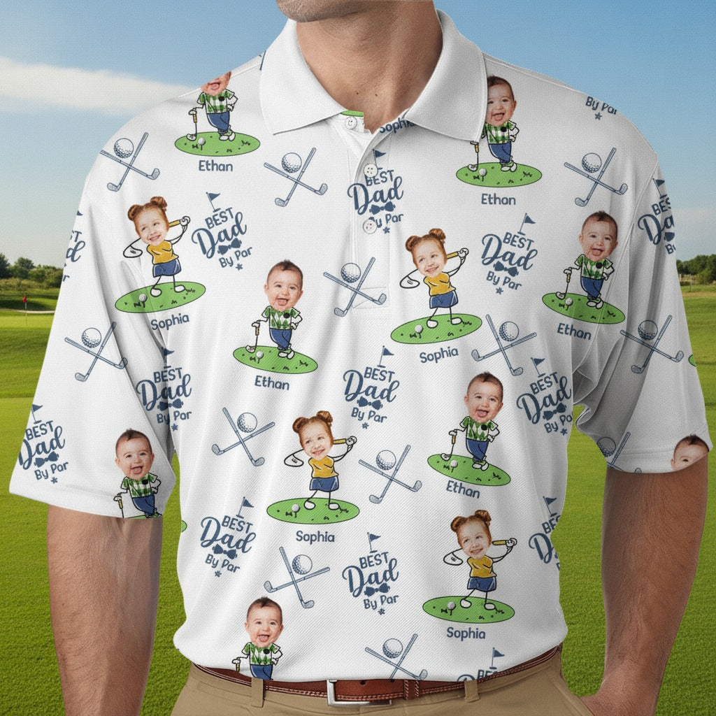 Custom Kid's Photo Best Dad By Par Polo Shirt ZH4HE