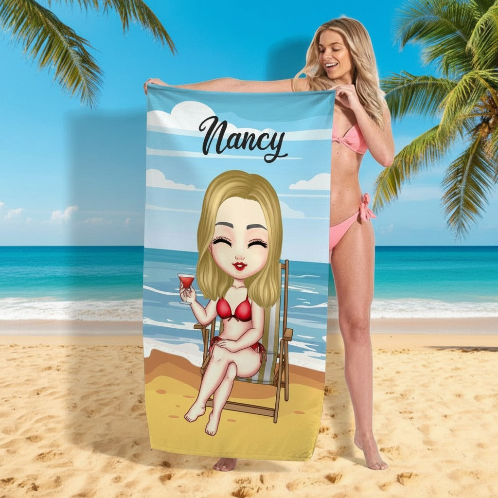 Personalized Bestie Clipart Hawaiian Beach Towel EUMXN