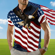 Custom Name Eagle US Flag Patriotic Polo Shirt HSSX4