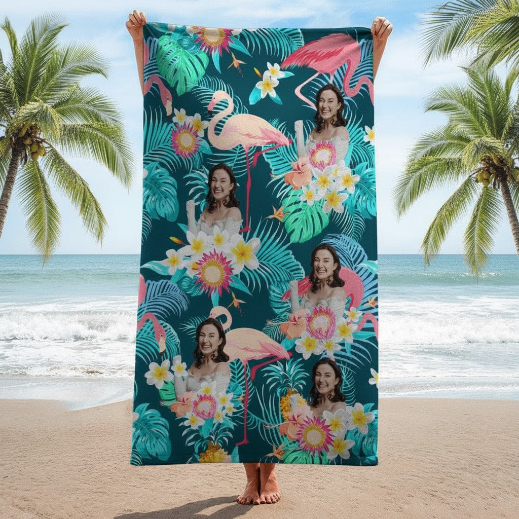 Custom Funny Human Photo Aloha Beach Towel JIT1F